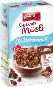 Knusperli Knusper Müsli Schoko UTZ, 0 % Zuckerzusatz, 525 Gramm Packung