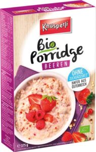 Knusperli Bio Porridge Beeren, ohne Zuckerzusatz, 375 Gramm Packung