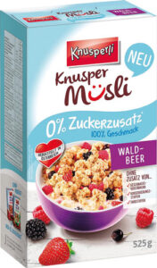 Knusperli Knusper Müsli Waldbeer, 0 % Zuckerzusatz, 525 Gramm Packung