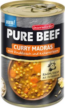 Inzersdorfer Pure Beef Indisches Curry Madras, mit Rindfleisch und Kichererbsen
