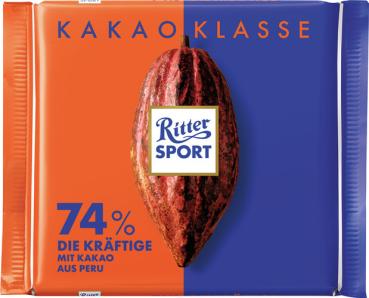 Ritter Sport Kakao-Klasse 74 % Die Kräftige aus Peru, 100 Gramm