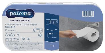 Paloma Toilettenpapier EXTRA SOFT, Professional PREMIUM, 3-lagig, weiß mit Prägung, 8 x 150 Blatt