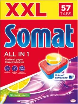 Somat 8 All in 1 Zitrone & Limette XXL Tabs Multi-Aktiv (Reiniger, sofort-aktiv, Glasschutz, Klarspüler, Salzfunktion, Geruchsneutralisierer, aktiv ab 40 °C)