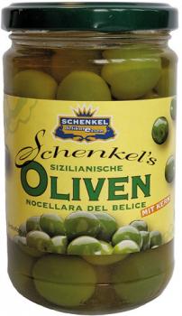 Schenkel Oliven "Nocellara del Belice" grün, mit Kern, aus Sizilien
