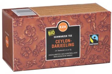 EZA Fairtrade Bio Ceylon-Darjeeling, Schwarztee, Teebeutel im Kuvert