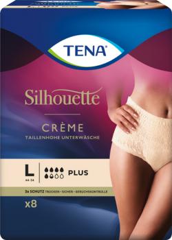 TENA Silhouette Crème Größe L (Gr. 44 - 54), taillenhohe Unterwäsche, mittlere Blasenschwäche, 8 Stück