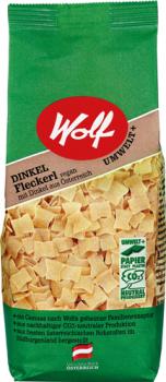 Wolf Dinkel Fleckerl, vegan, Papierpackung
