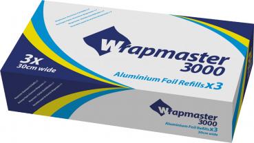 Toppits Professional Wrapmaster 3000 Alufolie 30 cm breit, 3 Rollen à 200 Meter