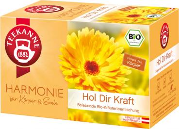 Teekanne Harmonie Bio Hol Dir Kraft, belebende Kräuterteemischung, Teebeutel im Kuvert
