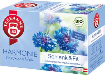 Teekanne Harmonie Bio Schlank & Fit, aktivierende Kräuterteemischung, 20 Teebeutel im Kuvert
