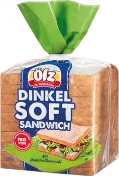 Ölz Dinkel Soft Sandwich, 10 Scheiben, 375 Gramm