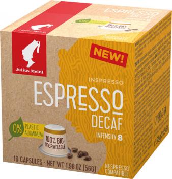 Julius Meinl Inspresso Espresso Decaf 8, koffeinfrei, Nespresso-kompatibel, kompostierbar, 10 Kaffeekapseln