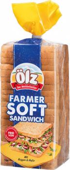 Ölz Farmer Soft Sandwich, mit Roggen, 20 Scheiben, 750 Gramm