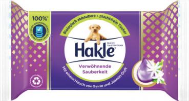 Hakle Feucht Verwöhnende Sauberkeit, Feuchte Toilettentücher mit Seide & Jasmin-Duft, biologisch abbaubar, plastikfrei, Nachfüllung, 1 Stück