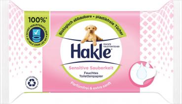 Hakle Feucht Sensitive Sauberkeit, 42 Feuchte Toilettentücher, parfümfrei und extra sanft, biologisch abbaubar, plastikfrei, Nachfüllung