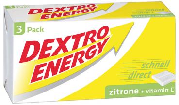 Dextro Energy Traubenzucker Zitrone mit Vitamin C, 3er-Würfel, 24 Stück, 138g