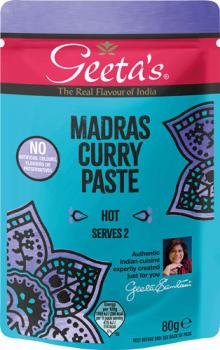 Geeta's Madras Curry Paste Hot, 80g Beutel