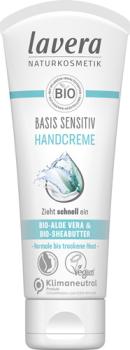 Lavera Basis Sensitiv Handcreme, mit Bio-Aloe Vera & Bio-Sheabutter, für normale bis trockene Haut, vegan