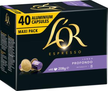 L'OR Espresso Lungo Profondo 8 XXL, Nespresso-kompatibel, 40 Kaffeekapseln