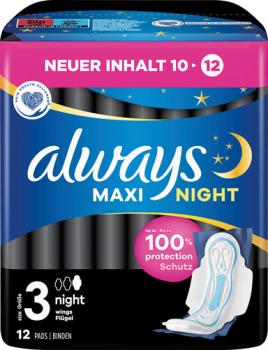 Always Binden Maxi Night (Größe 3), mit Flügeln
