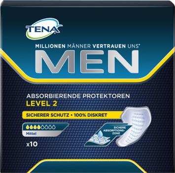 TENA MEN Level 2 Protektor Mittel, mittlere Blasenschwäche, 10 Stück Packung