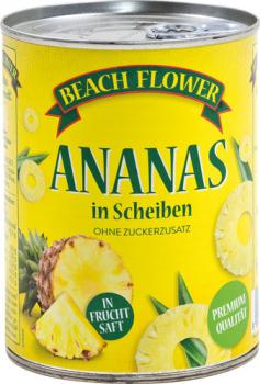 Beach Flower Ananas-Scheiben in Fruchtsaft, natürlich süß, 340 Gramm