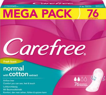 Carefree Normal Cotton Frischeduft, mit Baumwollextrakt, Slipeinlagen, 76 Stück