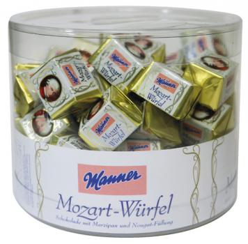 Manner Mozart-Würfel, 50 Stück, Klarsichtdose