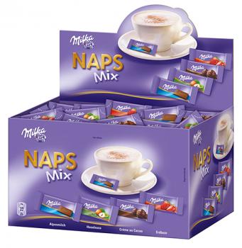 Milka Naps Mix 4 Sorten (Alpenmilch, Haselnuss, Erdbeer, Crème au Cacao), einzeln verpackt, ca. 355 Stück, 1.70kg