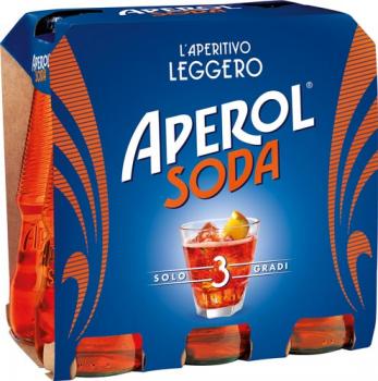 Aperol Soda, fix & fertig gemischt, 3 % Vol.Alk., 6 x 125 ml Flasche