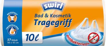 Swirl Müllbeutel Bad & Kosmetik 10 Liter, mit Tragegriff, weiss/teil-transparent, reissfest, tropfsicher