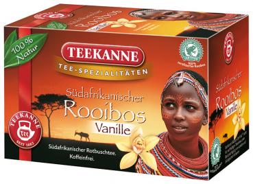 Teekanne Rooibos Vanille, Rotbuschtee, Teebeutel im Kuvert