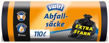 Swirl Abfallsäcke 110 Liter, extra stark, schwarz/blickdicht, reissfest, tropfsicher