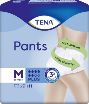 TENA Pants Plus Größe M (Hüftumfang 80 bis 110 cm), mittlere bis schwere Blasenschwäche, 9 Stück