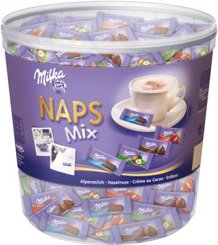 Milka Naps Mix 4 Sorten (Alpenmilch, Haselnuss, Erdbeer, Crème au Cacao), einzeln verpackt, ca. 207 Stück, 1kg