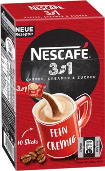 Nescafé 3in1, Löskaffee-Sticks mit Creamer & Zucker, 10 Portionen