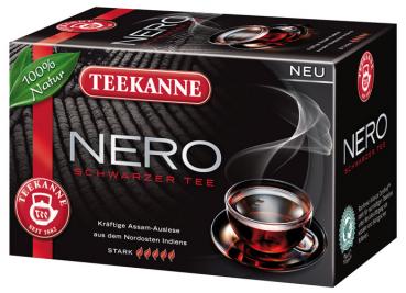 Teekanne Nero, Schwarztee, Teebeutel im Kuvert
