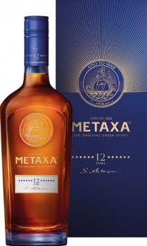 METAXA 12 Stern, 40 % Vol.Alk., Griechenland, im Geschenkkarton