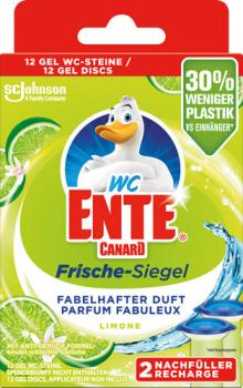 WC-Ente Frische-Siegel Limone, selbsthaftend, NACHFÜLLUNGEN, 2 x 6 Gel-Siegel, 72 ml