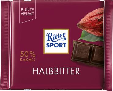 Ritter Sport Bunte Vielfalt Halbbitter, 50% Kakao, 100g