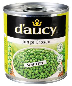 d'aucy Junge Erbsen sehr fein, 200 Gramm