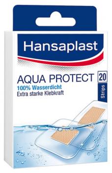 Hansaplast Aqua Protect Pflaster, 100 % wasserdicht, 12 Strips 25 x 72 mm, 8 Strips 39 x 39 mm