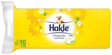 Hakle Pflegende Sauberkeit mit Kamille, Toilettenpapier 3-lagig, weiß bedruckt mit Prägung, natürlich pflegend, 10 x 140 Blatt