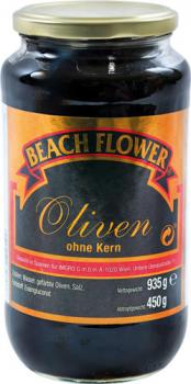 Beach Flower Spanische Oliven schwarz, ohne Kern, 450g (Abtropfgewicht)