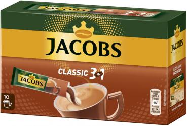 Jacobs 3in1, Löskaffee-Sticks mit Kaffeeweisser & Zucker, 10 Portionen