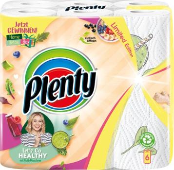 Plenty Küchenrolle Fun Designs 2-lagig, weiß mit Design, 6 Rollen à 45 Blatt (26 x 22,8 cm)