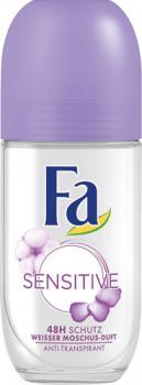 Fa Women Sensitive Weisser Moschus-Duft, 48h Deo Roll-on, Anti-Transpirant/Anti-Perspirant