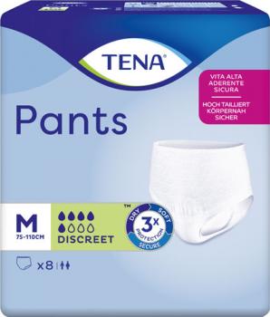 TENA Pants Discreet Größe M (Hüftumfang 75 bis 100 cm), mittlere Blasenschwäche, 8 Stück