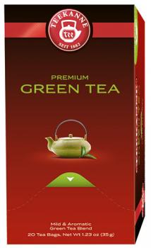 Teekanne Premium Green Tea Sencha-Mischung, Grüntee, Teebeutel im Kuvert, 2. Entnahmefach/displaytauglich