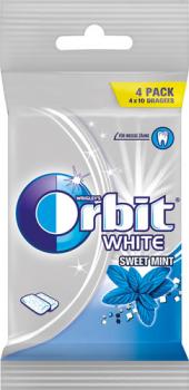 Wrigley's Orbit White Sweet Mint Dragees, 4er Packung, 56g